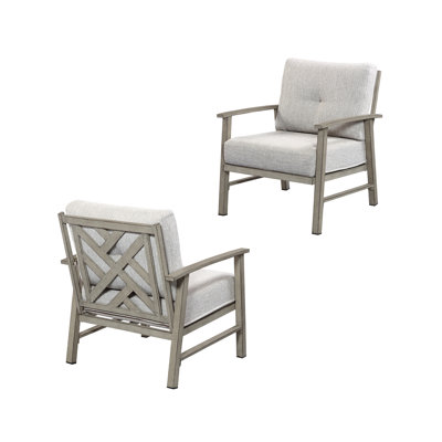 SeeHill Aluminum Outdoor Sofa Chairs Set of 2, Modern Weatherproof Patio Armchair with 5.9" Thick Cushions, UV-Resistant, Durable, Easy Assembly for B