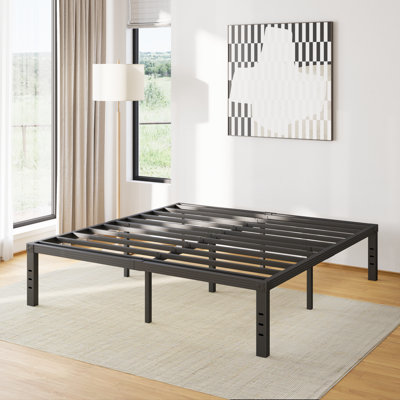 Steel Bed with 35mm Thickened Metal Tubes & 14-inch High Legs - Sturdy Durable Support for Kids, Teens, Adults - Underbed Storage Space, Noise-Free As by Ebern Designs
