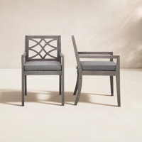 Morell Eucalyptus Patio Dining Chair with Cushion (Set of 2) by Birch Lane