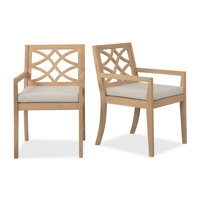 Morell Eucalyptus Patio Dining Chair with Cushion (Set of 2) by Birch Lane