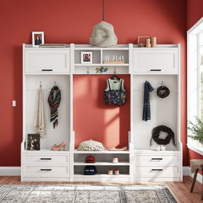 4-in-1 Entryway Hall Tree with Storage Cabinets, Drawers & Coat Hooks by Red Barrel Studio