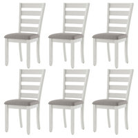 Modern Farmhouse Dining Chairs Set Of 6, Upholstered Solid Wood Side Chair With Ladderback, french Chairs With Solid Rubber Wood Legs by Lark Manor