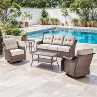 Acton 5 - Pieces Outdoor Wicker Sofa Seating Group With Table And 6" Thick Cushions