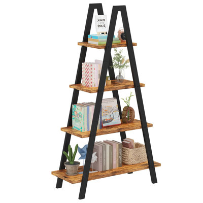 4-Tier Industrial Plant Stand - Metal & MDF Storage Shelf for Small Spaces by 17 Stories