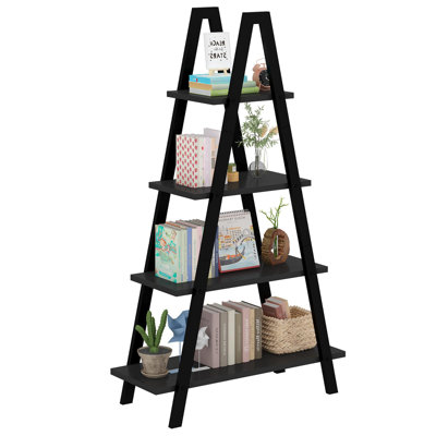 4-Tier Industrial Plant Stand - Metal & MDF Storage Shelf for Small Spaces