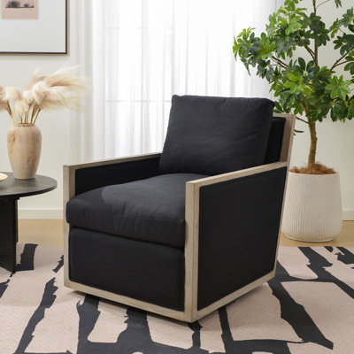 Performance Fabric Down Fill No Assembly Upholstered Swivel Armchair by Latitude Run