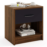 Modern Nightstand Bedside Table With Drawer Open Storage Shelf For Small Spaces Brown