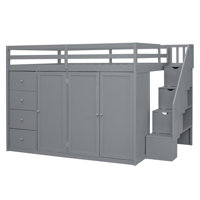 Size Wood Loft Bed With Built-in Wardrobes, Cabinets and Drawers by Mason & Marbles