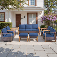 Allcot Outdoor 7-Person Sofa Seating Group With Swivel Glide Chair With Cushions by Latitude Run