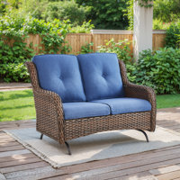 Mickala Patio Glider Bench - Outdoor Rocking Loveseat With Sturdy Frame And Cushion Seats by Lark Manor