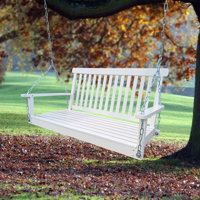 Wood Bench Swing With Hanging Chains For Outdoor Patio by Lark Manor