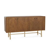 Shmuel Mid-Century Modern Wood Sideboard With Adjustable Storage And Gold Metal Base by Mercer41