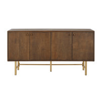 Shmuel Mid-Century Modern Wood Sideboard With Adjustable Storage And Gold Metal Base by Mercer41