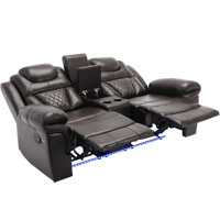 Francis Manual PU Leather Home Theater Loveseat Recliner with LED Lights by Wrought Studio