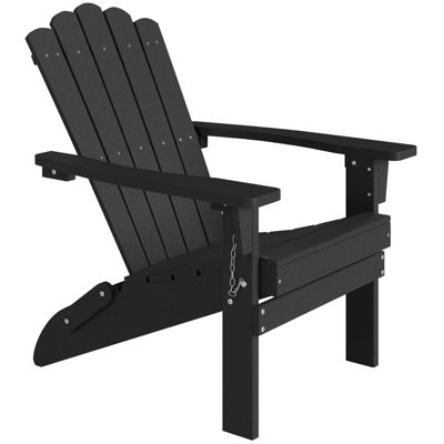 Oversized Recycled Poly Lumber Adirondack Chair with Cup Holder & Footrest – Weather-Resistant, 350Lbs Capacity Patio Throne by Highland Dunes