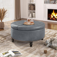 Round Ottoman With Storage & Lift Top