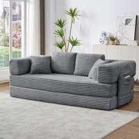 Convertible Sleeper Sofa, No Assembly All High-Density Foam Foldable Floor Couch by Ebern Designs