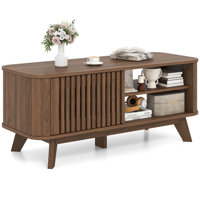 Coffee Table With Storage Adjustable Shelves & 2 Doors Wood Cocktail Table by George Oliver