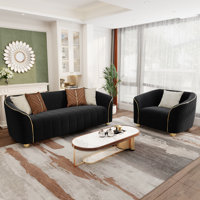 3 Seater Curved Velvet Sofa And Armchair For Living Room, Bedroom, Office, Apartment by Mercer41