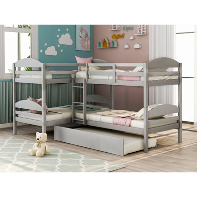 Twin L-Shaped Bunk bed with Trundle by Harriet Bee