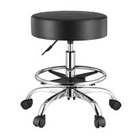 Round Rolling Stool Swivel Stool with Wheels & Footrest Height Adjustable by Ebern Designs