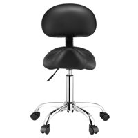 Saddle Stool Swivel Stool with Backrest PU Leather Height Adjustable Black by Ebern Designs