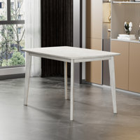 Solid Wood Dining Table For 4-6 Person, 47" Modern Wooden Large Rectangular Kitchen Table Desk With Solid Rubberwood Legs For Dining Room, Living Room by George Oliver