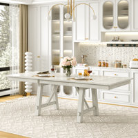 Solid Wood Storage Dining Table Matte Grey Extendable Kitchen Table For 6 People by Gracie Oaks