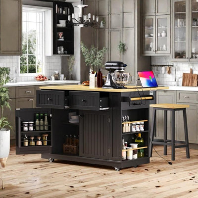 Kitchen Island with 2 Bar Stools by Lark Manor