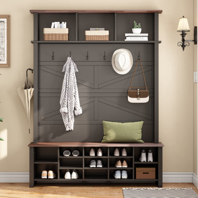 Hall Tree 56.3" Wide With Bench And Shoe Storage by Lark Manor
