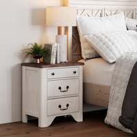 Haikey Farmhouse Wood Nightstand Set, Built-In Charging Station, and Drawer Nightstand For Bedroom by Lark Manor