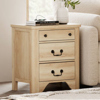 Haikey Farmhouse Wood Nightstand Set, Built-In Charging Station, and Drawer Nightstand For Bedroom by Lark Manor