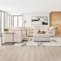 Algona 3-Piece Living Room Set, Sofa Loveseat And Ottoman by Mercer41