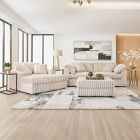 Algona 3-Piece Living Room Set, Sofa Cuddle Chaise And Ottoman