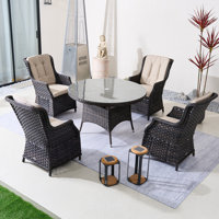 Round Outdoor Dining Set With Cushions by Red Barrel Studio