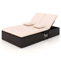 76 In. L X 43 In. W PE Rattan Patio Chaise Lounge For Double People by Latitude Run