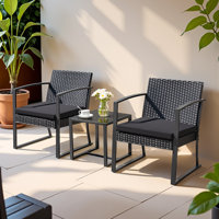 2-person Outdoor Bistro Seating Group With Table & Cushions, Dining Set For Outdoor Living by Winston Porter