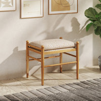 Linen Upholstered Ottoman With Solid Wood Legs by George Oliver