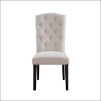Beige Linen And Weathered Dining Chair by Lark Manor