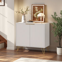 Camilo 4-Door Sideboard, Black TV Stand with Fluted Design by Mercer41