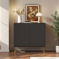 Camilo 4-Door Sideboard, Black TV Stand with Fluted Design by Mercer41