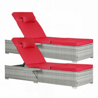 Outdoor Chaise Lounge Chair Set of 2 with Patio Pool Chairs Tanning Lounges for Outside by Latitude Run