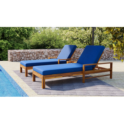 Acacia Wood Adjustable Backrest Outdoor Lounge Chai