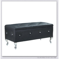 Upholstered Storage Ottoman Bench For Bedroom End Of Bed Faux Leather Rectangular Storage by House of Hampton