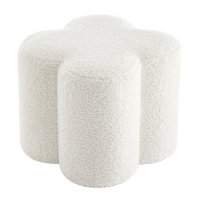 Leiani 18.5" Wide Boulce/Velvet/Linen Upholstered Ottoman by Ebern Designs