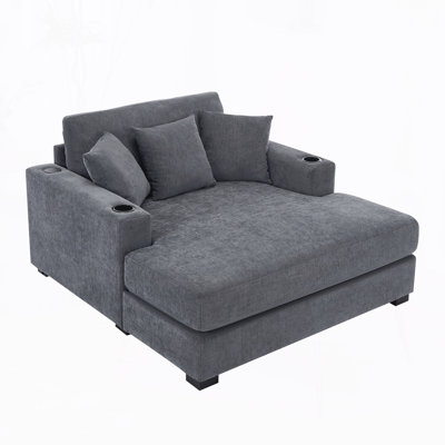 55" Modern Chaise Lounger with Pillows by Latitude Run