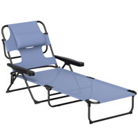 Tanning Chaise Lounge Chair, 4-Position Beach Chair with Face & Arm Holes, Pillow headrest, Adjustable Sunbathing Chair by Arlmont & Co.