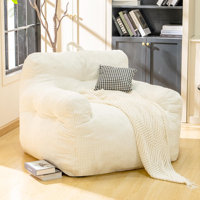 Luxury Oversize Faux Fur Bean Bag Chair - Premium Memory Foam, Ergonomic Design for Gaming & Reading (No Assembly) by Trule