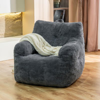 Luxury Oversize Faux Fur Bean Bag Chair - Premium Memory Foam, Ergonomic Design for Gaming & Reading (No Assembly)