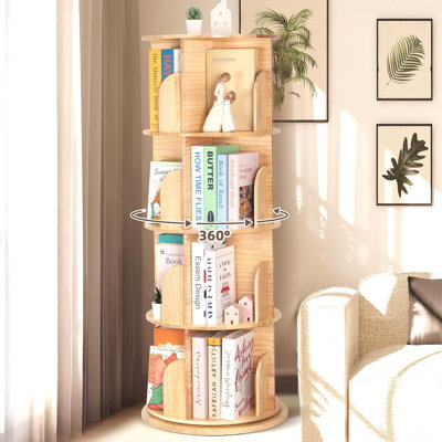 360° Display 4 Tier Thick Solid Wood Rotating Bookshelf by Isabelle & Max